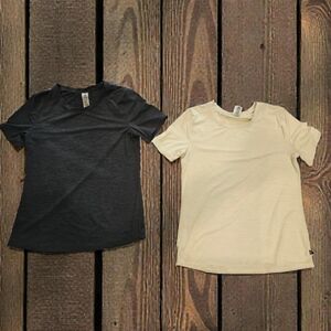 Mono B Women's Charcoal and Cream Short Sleeve Tees Size-XL